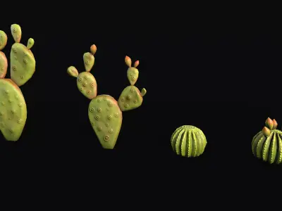 Stylized cactus large low poly Low-poly 3D model Low-poly 3D model