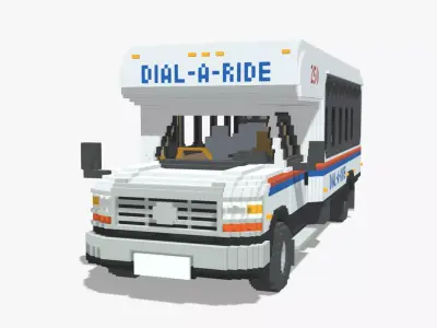Voxel Dial-A-Ride Van Low-poly 3D model