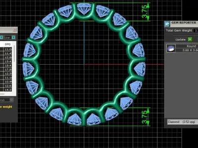 U Shaped Eternity Ring 3 point 6 mm stone size swiss 16 and EU56 3D print model