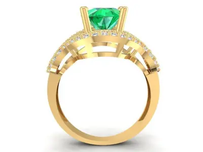 Luxury Emerald Halo Double Row Diamond Ring for Women 1726 3D print model