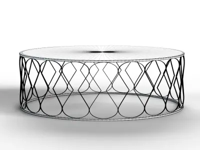 Table02silver coffee table with metal frame and marble top 3D model