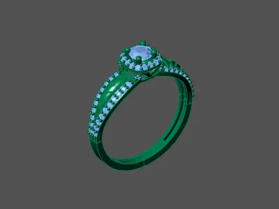 Womens Rings With Stone Ring Ready STL 3DM Models Rings women 3D print model