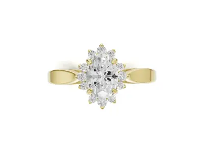 Oval Diamond Engagement Ring For Women 3D print model