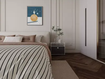 Elegant Neoclassical Master Bedroom 3D model