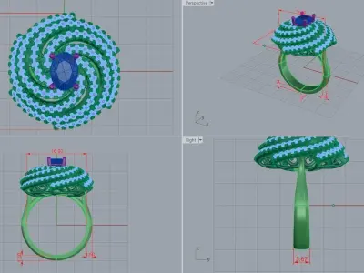 Rotating diamond ring 3D print model