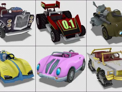 Cartoon - Cars Low-poly 3D model