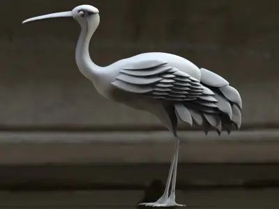 stork sculpture of bird 3D model