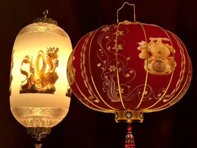 Chinese red lantern 3D model 44