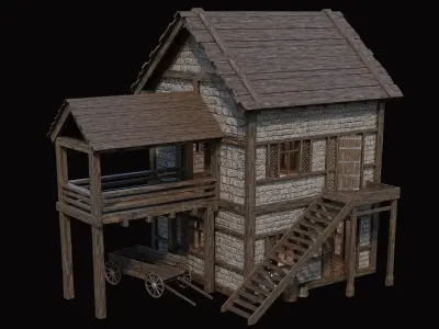 Medieval Village Pack  - 10 Assets - 4K Textures Game Ready Low-poly 3D model