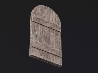 Medieval Door Arched 02 LowPoly Plus HP Low-poly 3D model