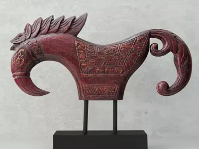 Wood sculpture Jaran Kepang Horse 3D model
