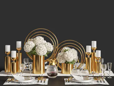 Dinner Table Set 01 3D model