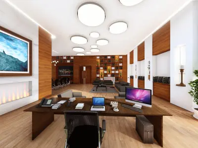 office modern bathroom with marble floors and walls 3D model