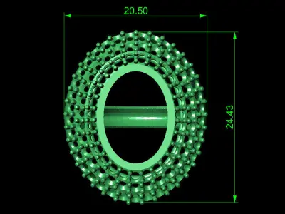 Women Ring 75 low weight oval cabochon diamond cut women ring 3D print model