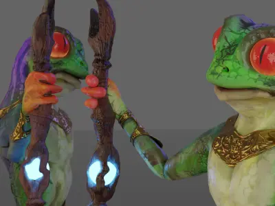 Frog The  Wizard Low-poly 3D model