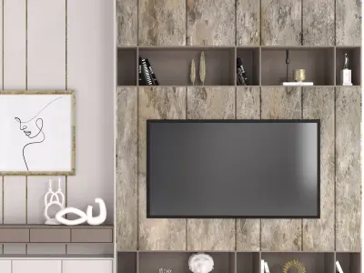 tv wall - set 01 3D model