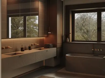 STONE BATHROOM - Interior scene 3D model 3D model