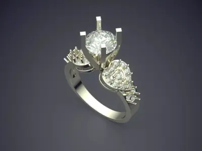 Luxury Ring With Heart Shaped Ornaments On The Sides CAD 5130 3D print model