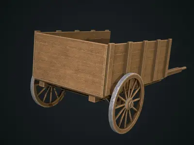 Wooden old Cart Low-poly 3D model