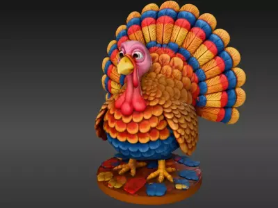 Turkey Festive  Figurine 3D Model Thanksgiving Decor Print Ready Low-poly 3D model