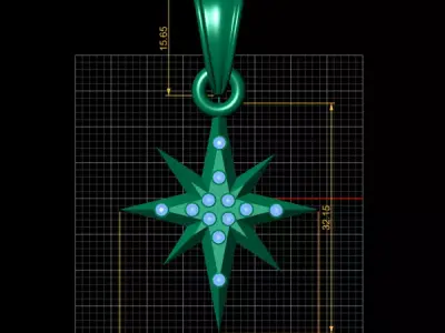 gold star pendant  3D print model