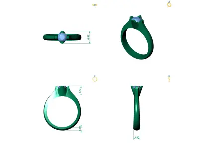 D-1612 solitaire diamond engagement ring 3D print model