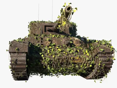 4K realistic low poly abandoned tank  3D model