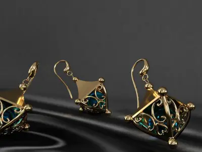 earrings gold and 3D model