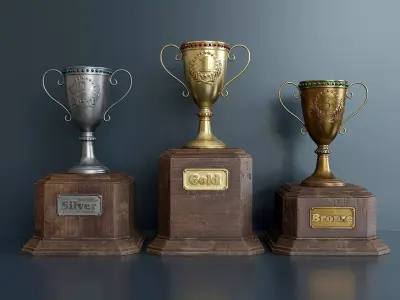 Set of cups with pedestals 3D model