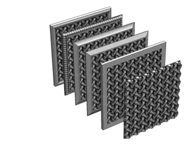 6 Moucharabieh plaster and wood tiles  3D print model