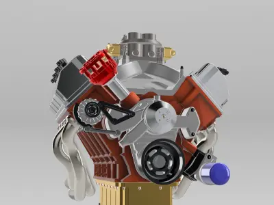Vintage HEMI Twin Carb Street Engine 3D print model