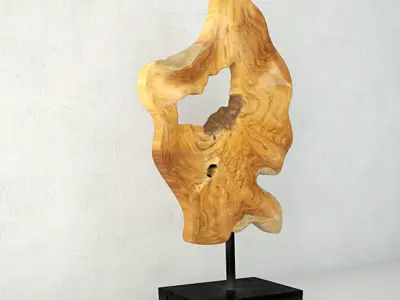 Teak Wood Table Top Decoration 3D model