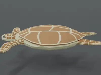 Low Poly Cartoon Loggerhead Sea Turtle Low-poly 3D model