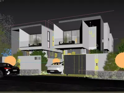 Townhouses  exterior 3d scene 3D model 3D print model