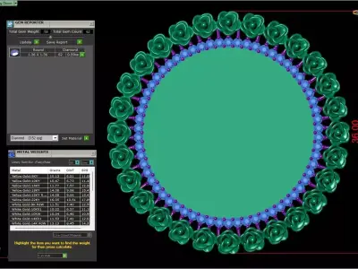 Rose Frame Pendant  Diamond Circle Floral Design Gold 3D print model