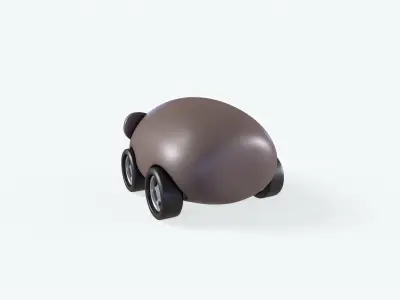 Cartoon Monkey Car Cute Low-poly 3D model