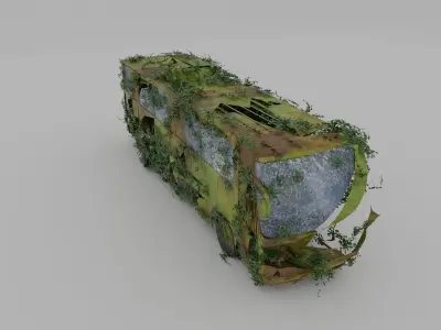 Damaged Rusty Bus Low-poly 3D model