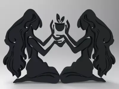 Gemini two women holding plant in their hands Free 3D print model