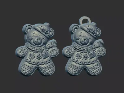 christmas teddy cookie style model 3D print model