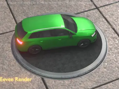 City Car 46 SUV Type-B Green Low-poly 3D model