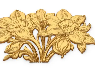 mural classic flowers decor ornament 16 3D model