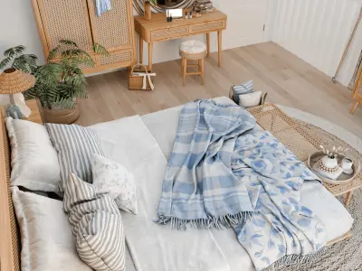 Coastal Bedroom Blender Scene 3D model