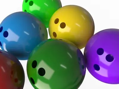 Bowling Ball Set Low-poly 3D model