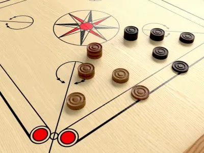Carrom Board Table Game 3D model