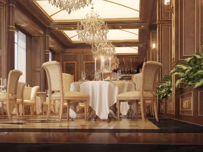 Wooden Restaurant 3D Model 3D model