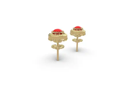 ornamental stud earrings all parts stl verified 3D print model