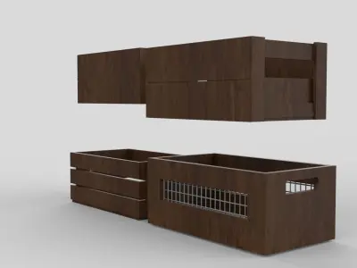 4 wood bucker Low-poly 3D model