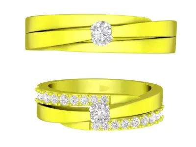 A7348 Luxury Korean Style Diamond Wedding Ring 3D Model 3D print model