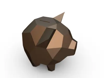 piggy bank low poly 3D print model