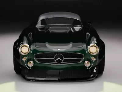 3d Model of Mercedes benz restomod newer Gullwing SL 300 Low-poly 3D model